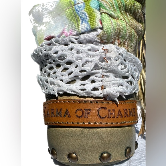 Karma Of Charme Green/Blue Leather Boho/Moccasin Boots with Accents Size 36. - Picture 7 of 16